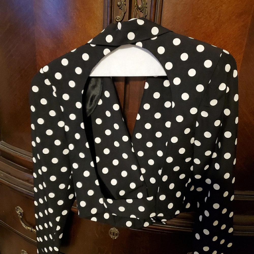 Black and white pant suit